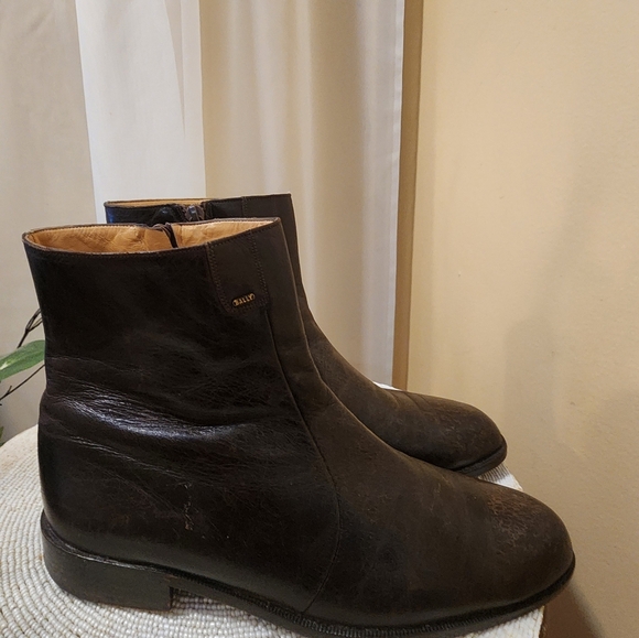 Bally Lexus Parawet Zip Ankle Boots Brown Leather Made in Switzerland Men's 8 D. - Picture 2 of 9